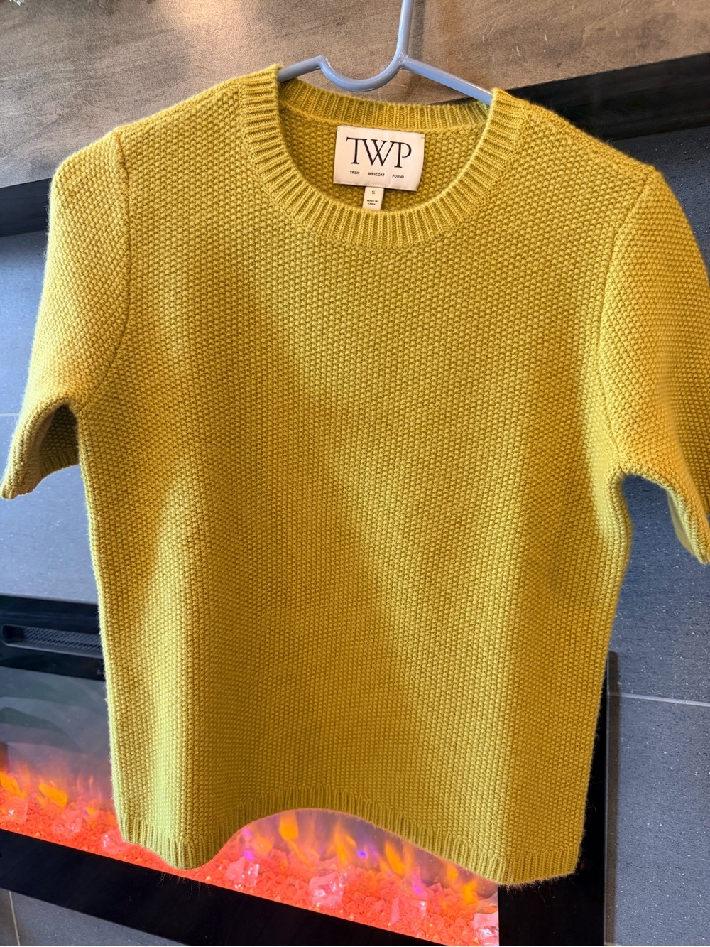TWP Audrey 100% Cashmere Seed Stitch Sweater Avocado Oil S $495 Retail - Picture 2 of 9